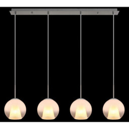 Luminosa Lighting Luminosa Barry Bar Pendant Ceiling Light Nickel Matt Balls Opal Glass Shade 4X E27 - thumbnail 5