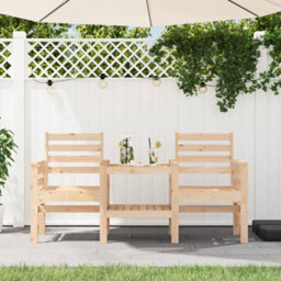 Walplus Garden Bench With Table 2-Seater Solid Wood Pine - thumbnail 1