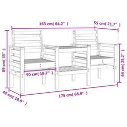 Walplus Garden Bench With Table 2-Seater Solid Wood Pine - thumbnail 8
