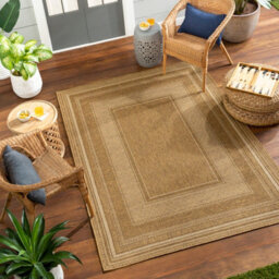 Livabliss Pismo Beach-Modern Tan Yellow Brown Graphic In- & Outdoor Jute-Look Rug 160 X 213 Cm Easy Care, Non Shedding - thumbnail 2