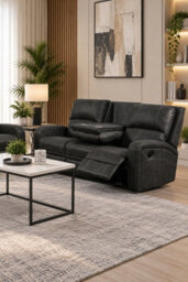 Loft Home Celestine Grey 3 Seater Fabric Manual Recliner Sofa - thumbnail 2