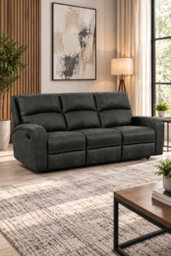 Loft Home Celestine Grey 3 Seater Fabric Manual Recliner Sofa - thumbnail 1