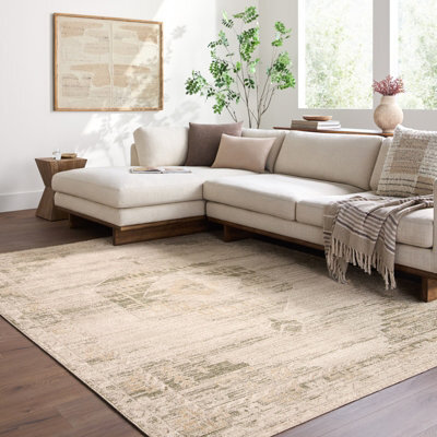 Livabliss Fifth Avenue-Vintage Green Brown Grey Traditional Boho Fringe Living Dining Bedroom Rug 152 X 225 Cm Easy Care, Non Shedding - image 1