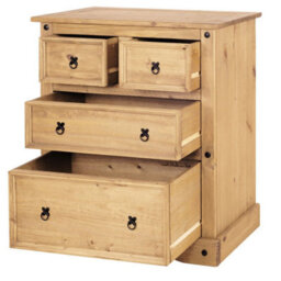 Mews Corona 4 Drawer Chest Of Drawers 2 + 2 Solid Mexican Pine - thumbnail 3