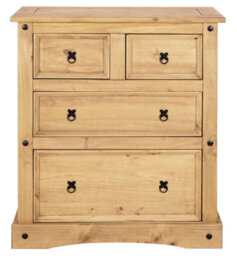 Mews Corona 4 Drawer Chest Of Drawers 2 + 2 Solid Mexican Pine - thumbnail 1