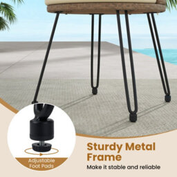 Costway 3 Pieces Pe Wicker Patio Bistro Set Outdoor Conversation Set With Rattan Chairs - thumbnail 7
