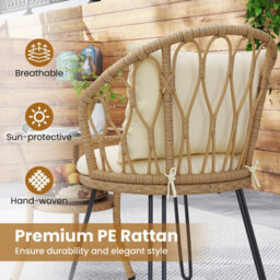 Costway 3 Pieces Pe Wicker Patio Bistro Set Outdoor Conversation Set With Rattan Chairs - thumbnail 5