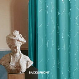 Deconovo Blackout Thermal Insulated Silver Wave Line Foil Printed Curtains, Noise Reduc, W66 X L54 Inch, Turquoise, One Pair - thumbnail 6