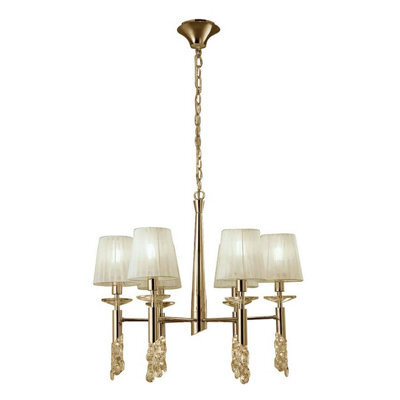 Luminosa Lighting Luminosa Tiffany Pendant 6+6 Light E14+G9, French Gold With Cream Shades & Clear Crystal - image 1