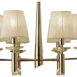 Luminosa Lighting Luminosa Tiffany Pendant 6+6 Light E14+G9, French Gold With Cream Shades & Clear Crystal - thumbnail 5