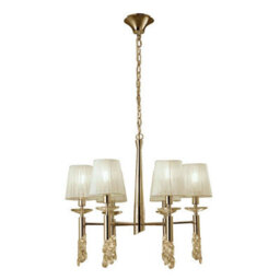 Luminosa Lighting Luminosa Tiffany Pendant 6+6 Light E14+G9, French Gold With Cream Shades & Clear Crystal