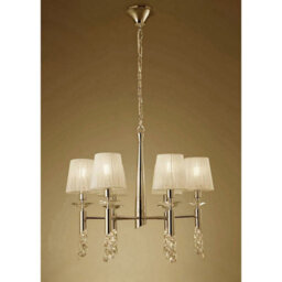 Luminosa Lighting Luminosa Tiffany Pendant 6+6 Light E14+G9, French Gold With Cream Shades & Clear Crystal - thumbnail 2