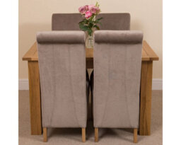 That's Furniture Hampton 120Cm - 160Cm Oak Extending Dining Table And 4 Chairs Dining Set With Montana Grey Fabric Chairs - thumbnail 2