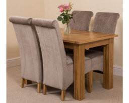 That's Furniture Hampton 120Cm - 160Cm Oak Extending Dining Table And 4 Chairs Dining Set With Montana Grey Fabric Chairs - thumbnail 1