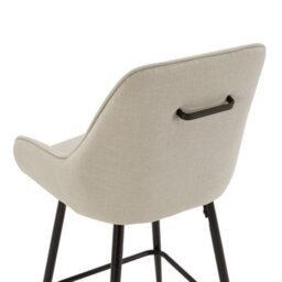 The Furniture Market Cooper Natural Linen Kitchen Counter Bar Stool With Black Metal Legs Flute Back Design, Decorative Handle & Adjustable Foot Pads - thumbnail 7