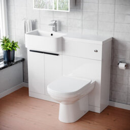 Nes Home Left Hand Freestanding Basin Vanity Unit With Black Handles, Wc Unit & Toilet - thumbnail 1