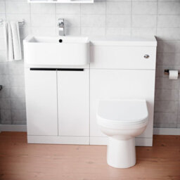 Nes Home Left Hand Freestanding Basin Vanity Unit With Black Handles, Wc Unit & Toilet - thumbnail 2