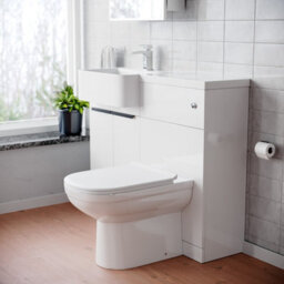 Nes Home Left Hand Freestanding Basin Vanity Unit With Black Handles, Wc Unit & Toilet - thumbnail 3