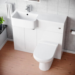 Nes Home Left Hand Freestanding Basin Vanity Unit With Black Handles, Wc Unit & Toilet - thumbnail 4