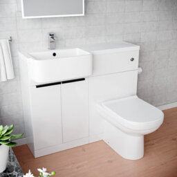 Nes Home Left Hand Freestanding Basin Vanity Unit With Black Handles, Wc Unit & Toilet - thumbnail 5