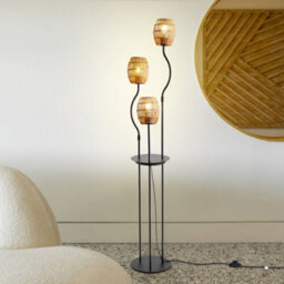 Darphe Three Headed Hemp Rope Lampshade Floor Lamp  With Metal Tray Table And Foot Switch - thumbnail 3