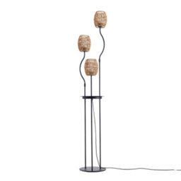 Darphe Three Headed Hemp Rope Lampshade Floor Lamp  With Metal Tray Table And Foot Switch - thumbnail 4
