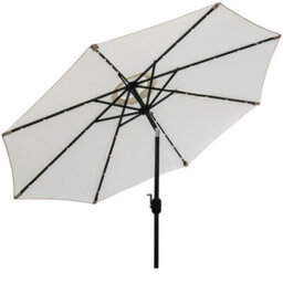Rinse Bathrooms Cream Garden Parasol With Solar Powered Lights With Tilt And Crank Handle Outdoor Patio Umbrella Mechanism 2.7M - thumbnail 3