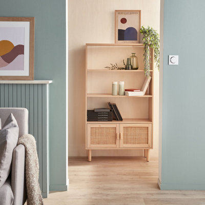 Woven Rattan Bookcase With Storage Cupboard Natural - Sweeek - image 1