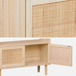 Woven Rattan Bookcase With Storage Cupboard Natural - Sweeek - thumbnail 6