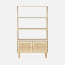 Woven Rattan Bookcase With Storage Cupboard Natural - Sweeek - thumbnail 4