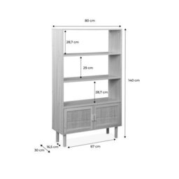 Woven Rattan Bookcase With Storage Cupboard Natural - Sweeek - thumbnail 7