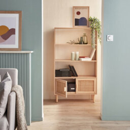 Woven Rattan Bookcase With Storage Cupboard Natural - Sweeek - thumbnail 2