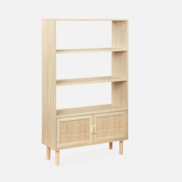 Woven Rattan Bookcase With Storage Cupboard Natural - Sweeek - thumbnail 3