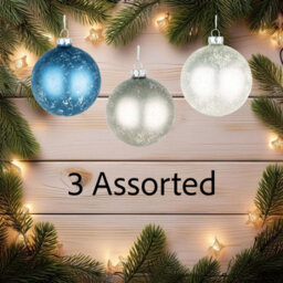 Shatchi Christmas Marble Glass Baubles 12Pcs Set - 8Cm With 3 Unique Assorted Designs - thumbnail 4