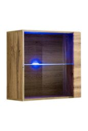 Arte Switch Ww3 Oak Wotan Display Cabinet 60Cm - Warm Natural Display With Illuminated Glass Accent - thumbnail 1