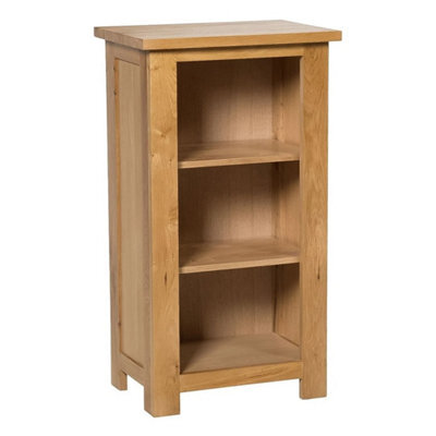 Small Bookcase, Solid Wooden Oak 3 Shelf Unit, Low Bookshelf, Narrow Storage - image 1