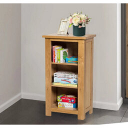 Small Bookcase, Solid Wooden Oak 3 Shelf Unit, Low Bookshelf, Narrow Storage - thumbnail 6