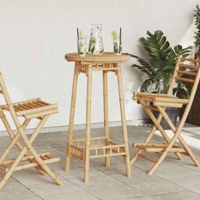 Walplus Durable Outdoor Bar Table Round 55X100 Cm Bamboo - image 1