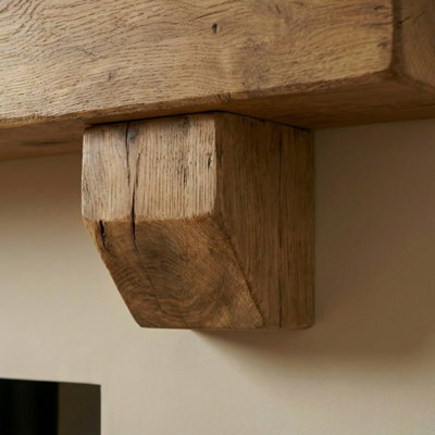 Off The Grain Rustic Oak Shelf Corbels - Chunky Square Oak Brackets - Pair - image 1