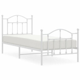 Berkfield Metal Bed Frame With Headboard And Footboard White 80X200 Cm - thumbnail 2
