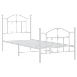 Berkfield Metal Bed Frame With Headboard And Footboard White 80X200 Cm - thumbnail 4