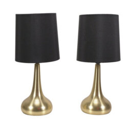 Valuelights Teardrop Pair Of Gold Touch Table Lamps With Black Shade - thumbnail 5