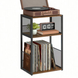 LEDREM Record Player Stand, 3-Tier Side Table, Vinyl Record Storage Up To 100 Albums, End Table For Living Room, Bedroom - thumbnail 3