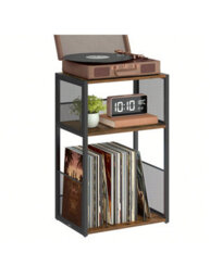 LEDREM Record Player Stand, 3-Tier Side Table, Vinyl Record Storage Up To 100 Albums, End Table For Living Room, Bedroom - thumbnail 9