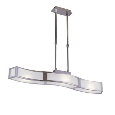 Luminosa Lighting Luminosa Duna E27 Linear Pendant 3 Light L1 Bar, Polished Chrome, White Acrylic - image 1