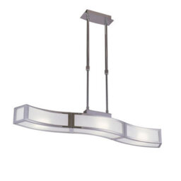 Luminosa Lighting Luminosa Duna E27 Linear Pendant 3 Light L1 Bar, Polished Chrome, White Acrylic