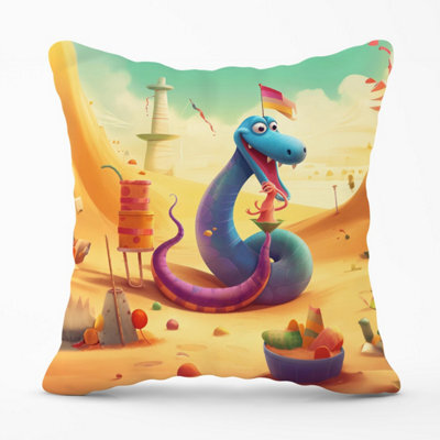 Warren Reed Designer Snake On A Beach Holiday Outdoor Cushion 45Cm X 45Cm - image 1