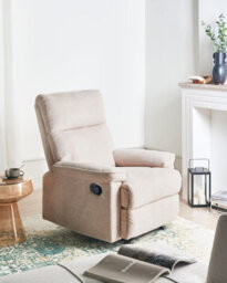 Beliani Recliner Chair Everton With Footrest Fabric Beige - thumbnail 2