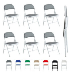 Mcc Direct Set Of 6 Folding Dining Chairs With Metal Frame And Padded Seats Grey - thumbnail 7