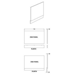 Royal Bathrooms Modena 750mm Satin Grey Mdf Straight Shower Bath End Panel Wooden - thumbnail 3